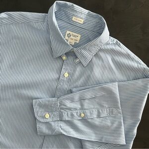 J.Crew 2-Ply Cotton Blue Stripe Dress Shirt L 16-16.5 Classic Fit Button Down